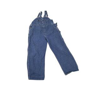 USA WORKS Men's 46x30in Blue Denim Carpenter Bib Overalls Farm Made In USA